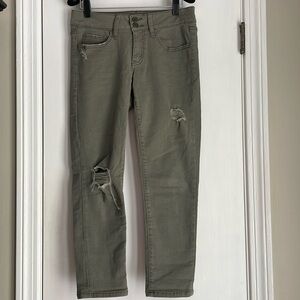 SO Olive Green Distressed Low-Rise Ankle Jeans Size 5